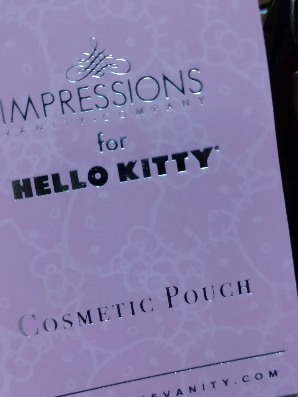 Impressions Hello Kitty Pink Leather Cosmetic Pouch with Bow Graphic